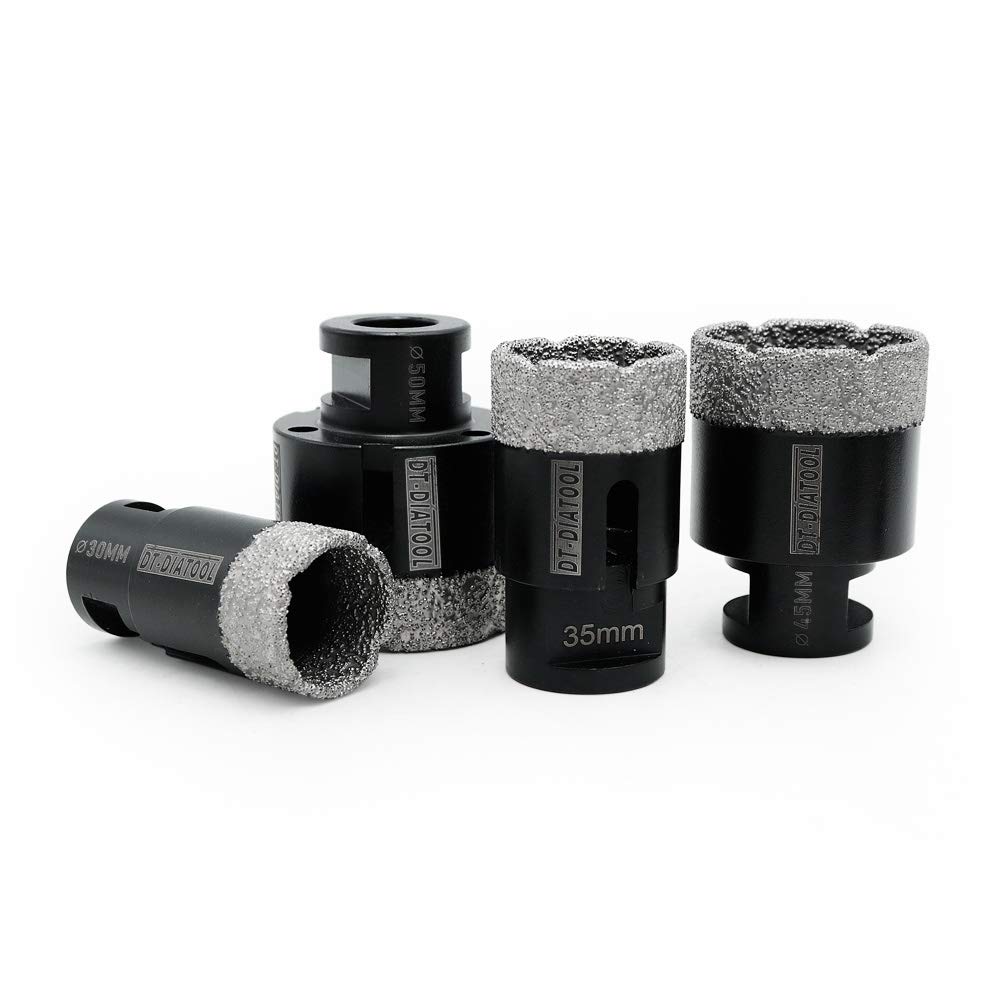 DT-DIATOOL Diamond Drill Bit Set 30/35/45/50mm Hole Saw for Dry Drilling Tile Porcelain Marble Ceramic Granite