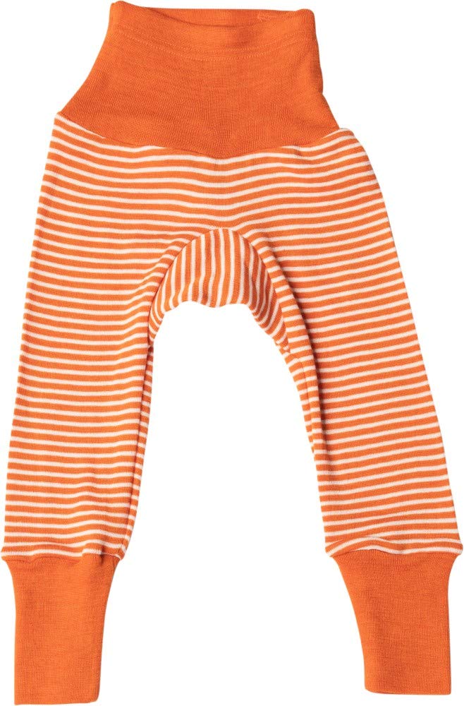 Cosilana Men's Slate Baby Pants, Longleg With Elastic Waistband, 70% Wool 30% Silk (Stripes Orange, 3-6 Month (62/68))