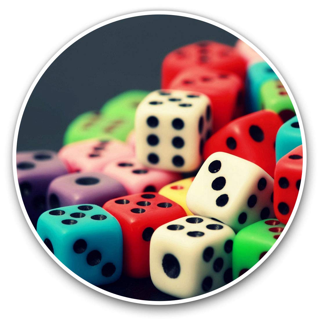Vinyl Stickers (Set of 2) 10cm - Colorful Dice Board Game Retro Decals for Laptops,Tablets,Luggage,Scrap Booking,Fridges, 8963