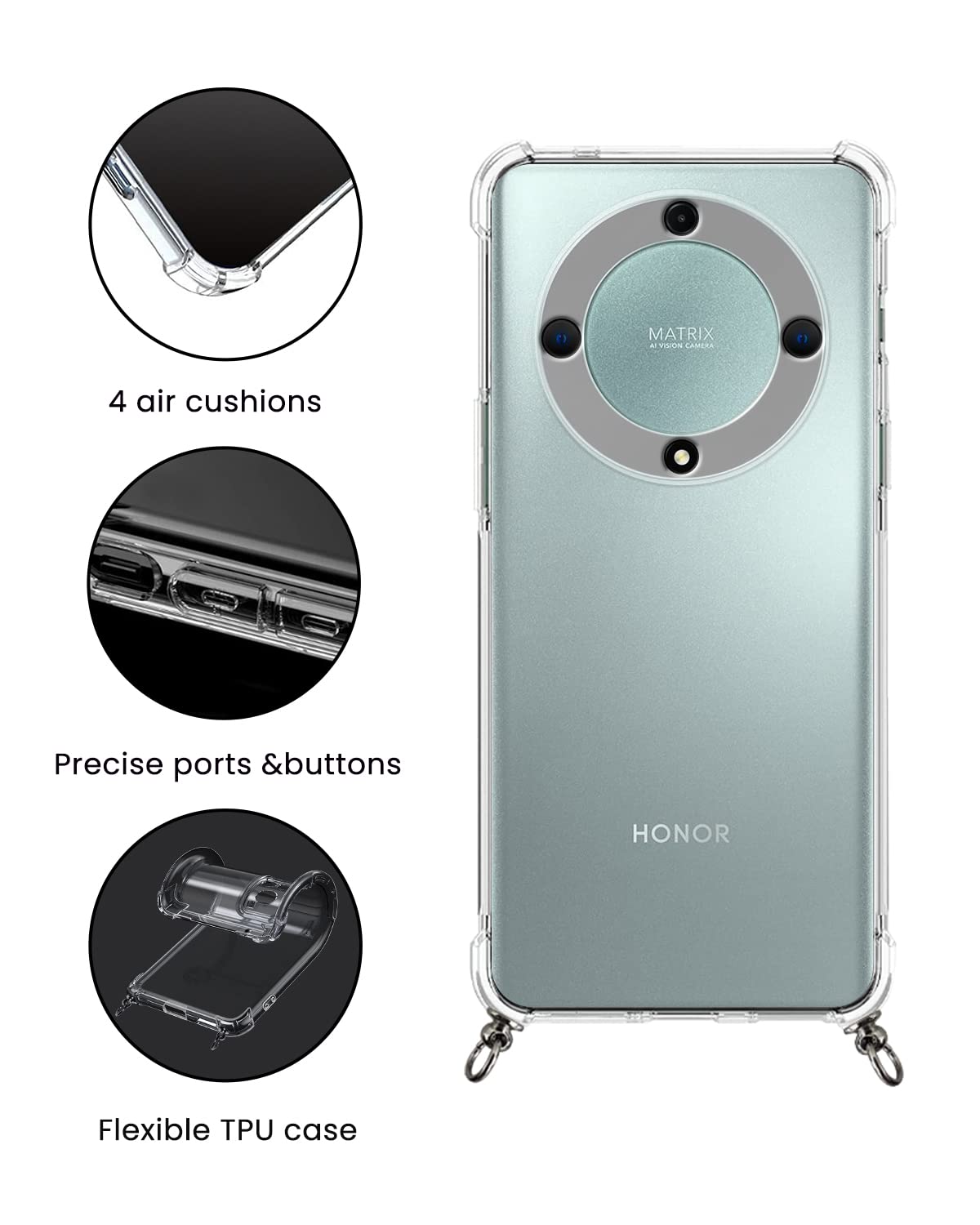 Per Onore Magic 5 Lite 5G Custodia, Sottile Trasparente Silicone Urto Gel Cover