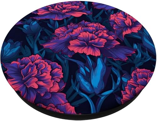 Miniatura 2 de Synthwave Style Carnations PopSockets PopGrip intercambiables