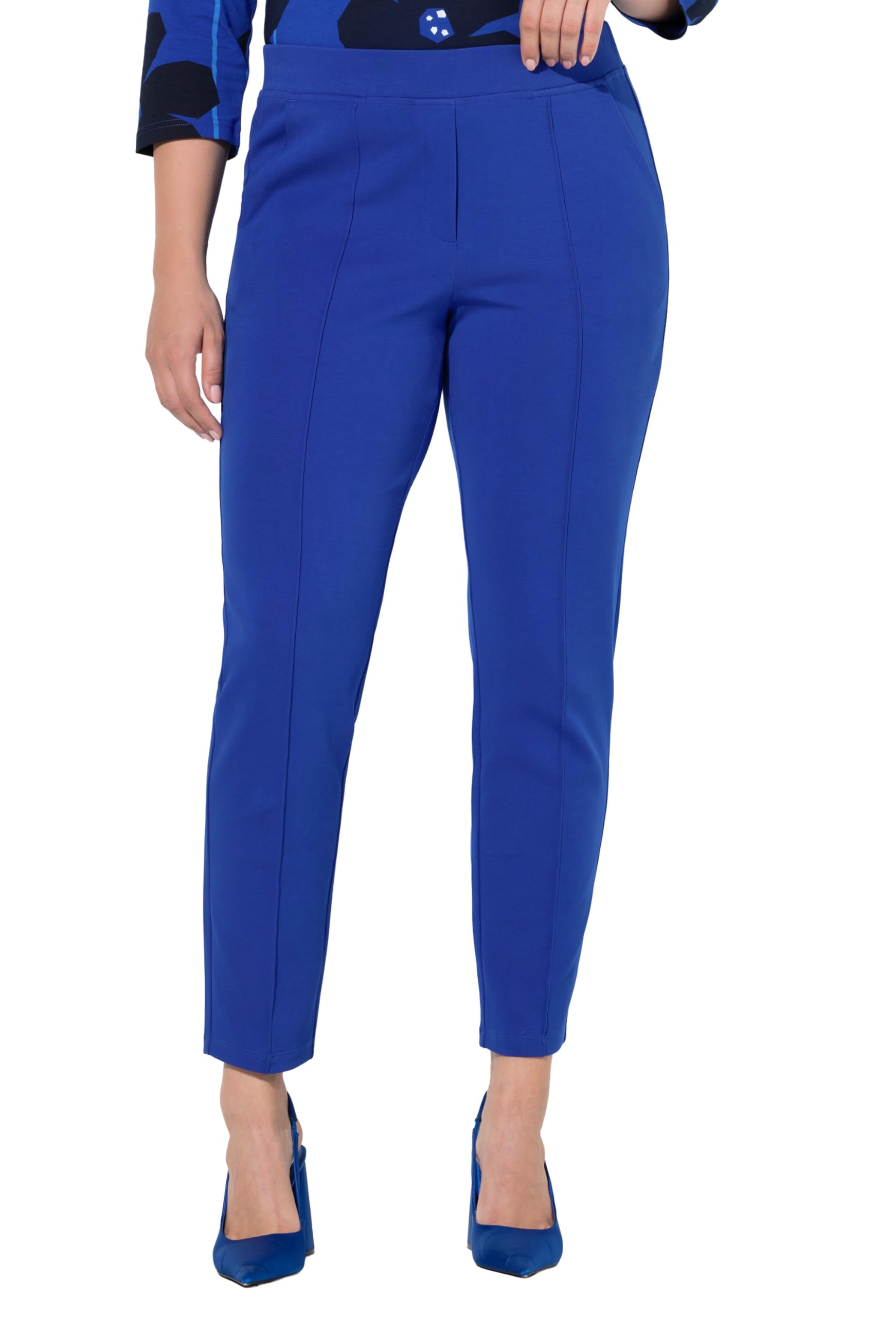 Ulla Popken Damen große Größen Übergrößen Plus Size Hose, Punto-di-Roma-Jersey, konisches Bein, Elastikbund 812761