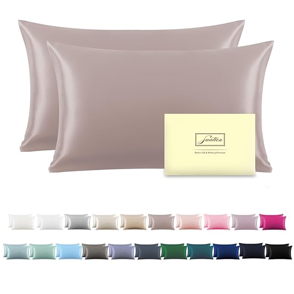Silk Pillowcase for Hair and Skin,Soft,Breathable and Sliky 100% Standard Size Pillow Cases Set of 2,Both Sides Natural Mulberry Silk Pillowcases with Hidden Zipper(Standard Size 20"X 26",2pcs)