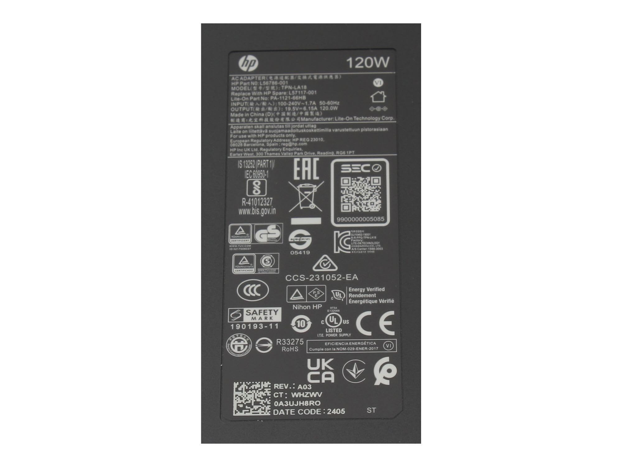 HP 906329-001 originale alimentatore 120 watt | forma sottile per Pavilion dv8000, Business Notebook NX8420, NX6315, NX6330, Compaq nx6325