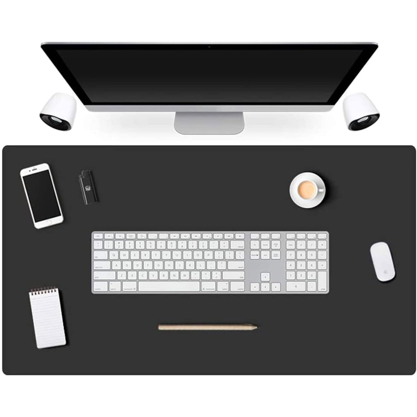 Tischunterlage, Schreibtischunterlage, Laptop Tischunterlage, Rutschfeste Wasserdicht Pu-Leder Tischunterlage Schreibtischschutz für Büro/Heimspiele.(Schwarz/Schwarz,80x170cm/31.5x66.93in)