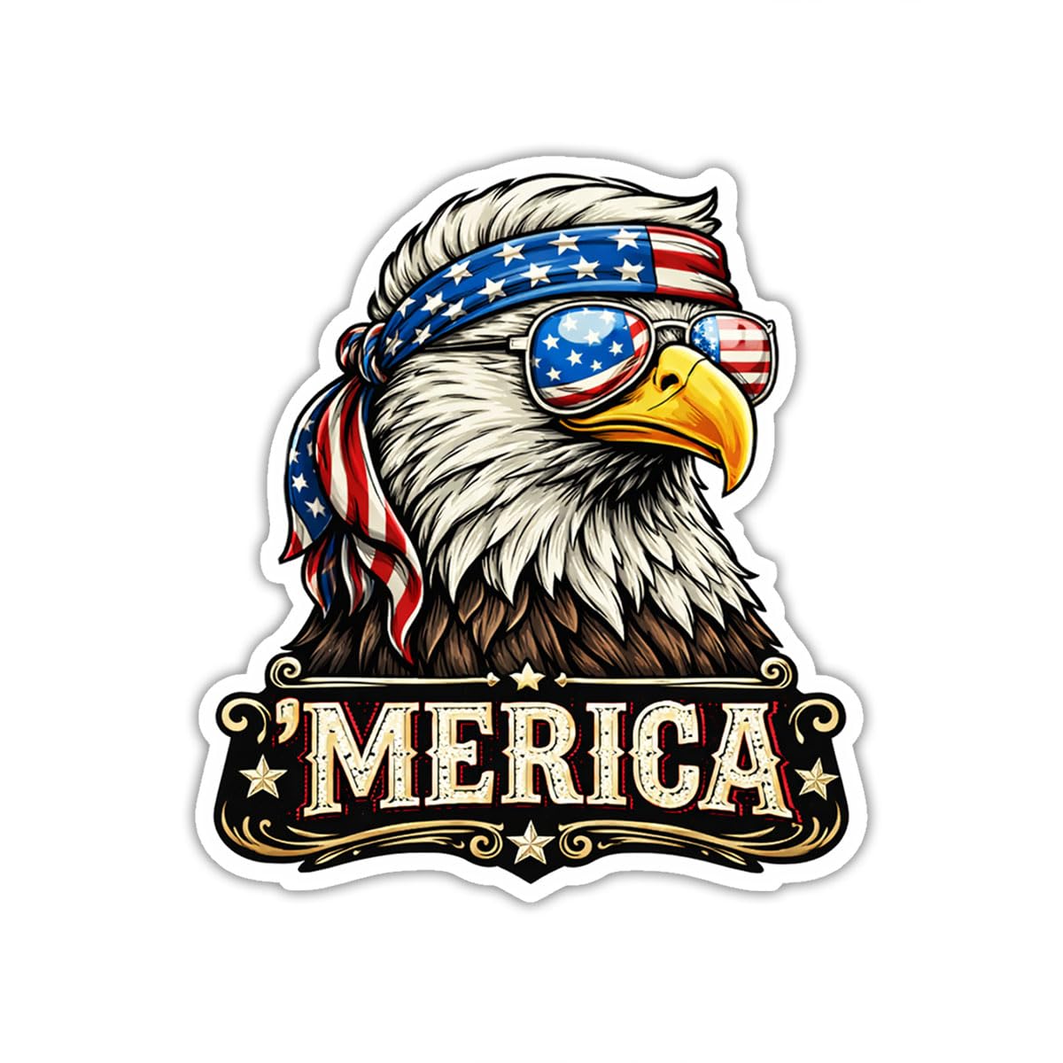 Stickers aigle américain avec lunettes USA pour personnaliser votre ordinateur