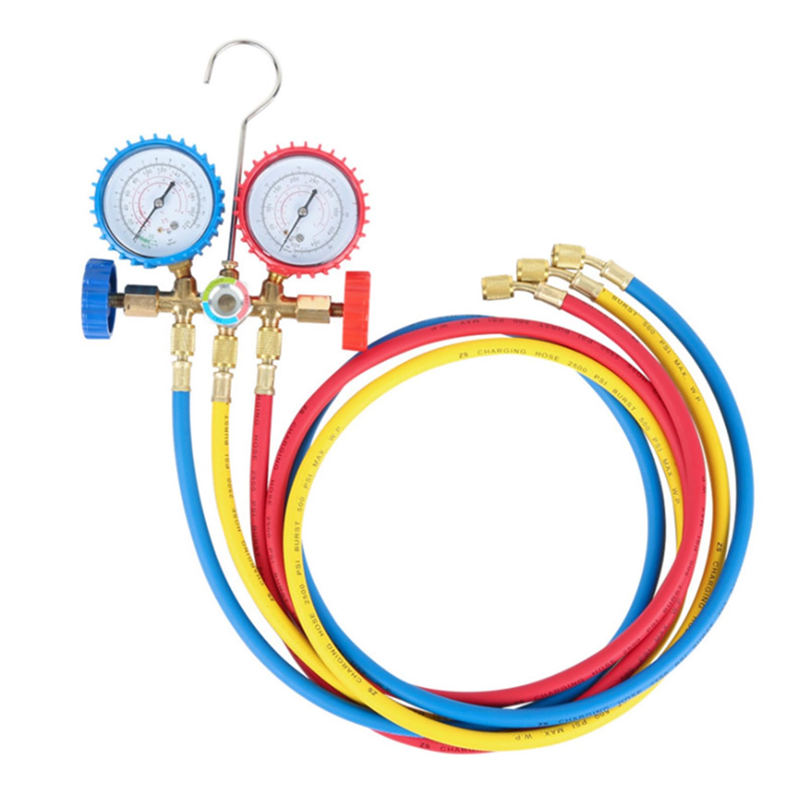 Topincn Tubi di riempimento del refrigerante da 1,5 m, 600 PSI 1/4", pressione 1/4", aria condizionata, luce fluorescente
