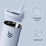 Bottle Bottle Eau isolée Bottle 24oz Bouteilles d'eau en acier inoxydable pour le sport Gym avec couvercle en paille et poignée Boutilles en métal sous vide à double paroi sans fuite BPA (bleu clair)