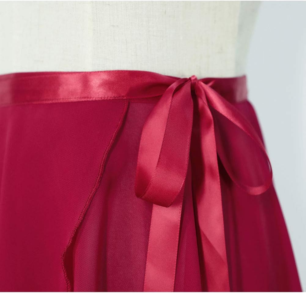 Daydance Women's Ballet Skirts Long Sheer Dance Skirts Black with Tie Waist - Image 5