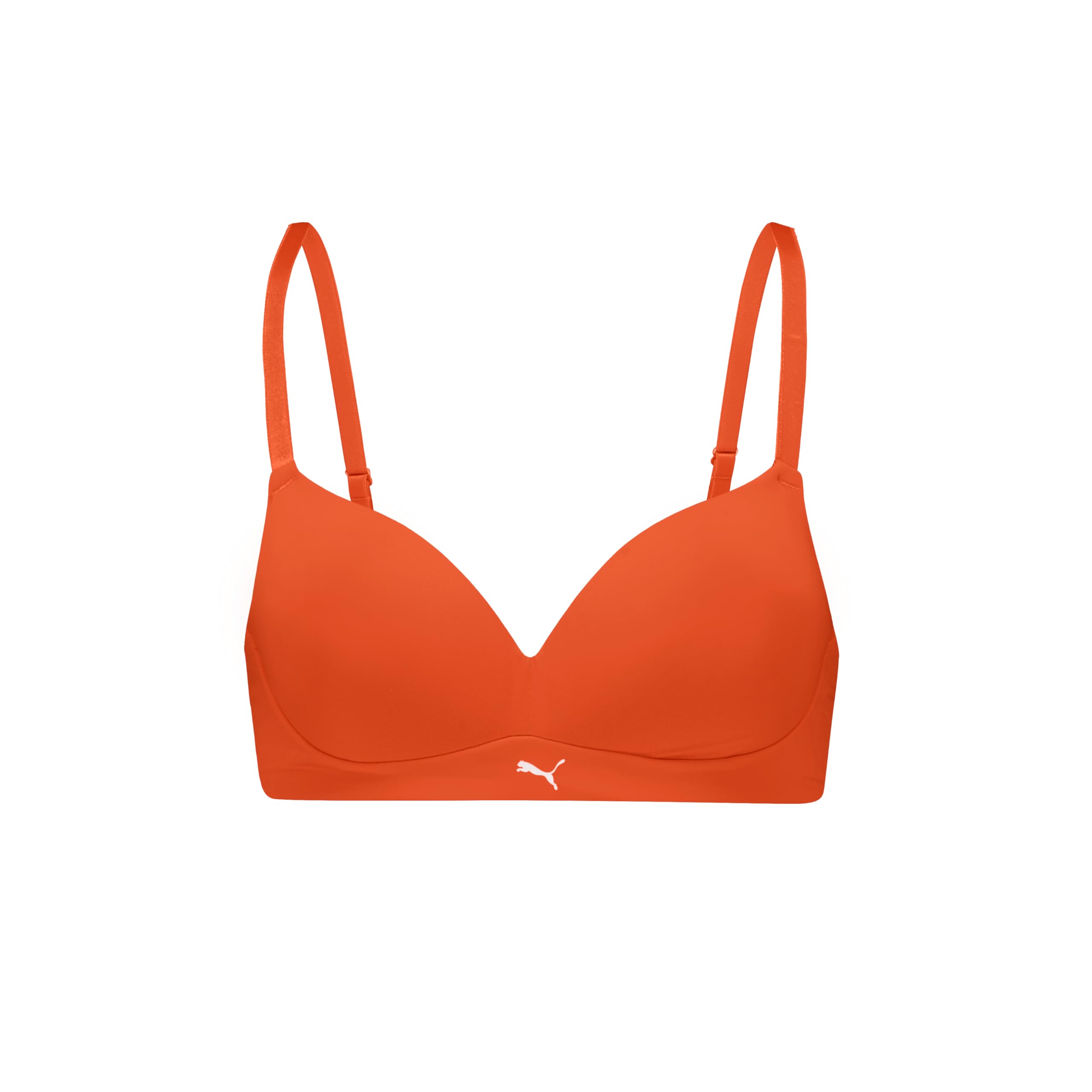 Puma Women's Soft Lightly Lined Bralette - Flame Orange - 32B
