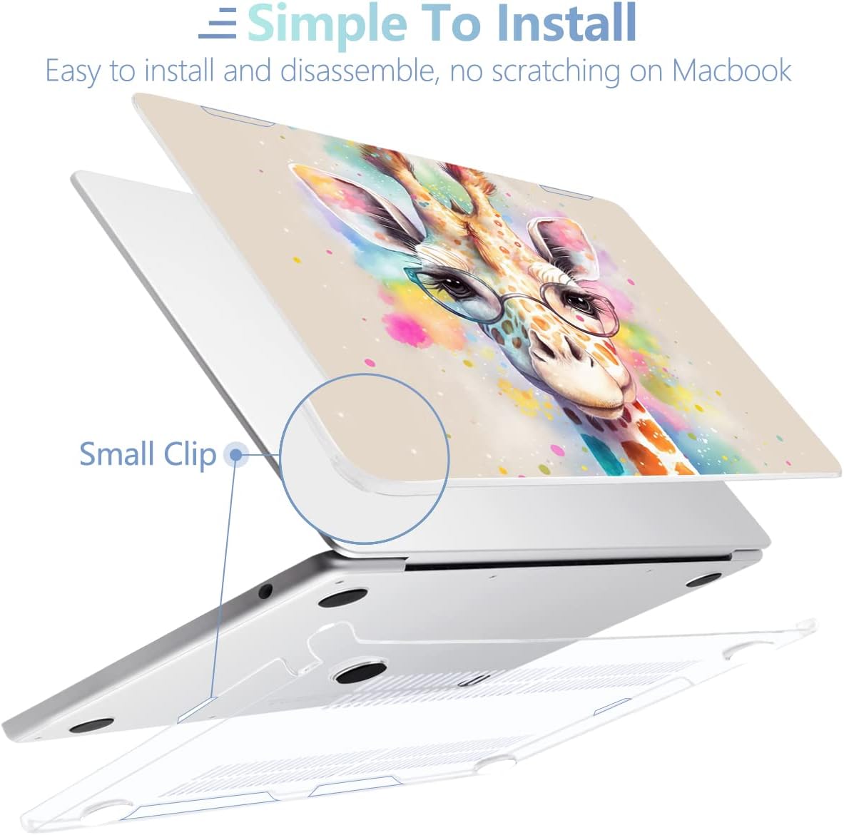 MEEgoodo Case for M4/M3/M2 MacBook Air 13.6 inch 2025 2024 2022, Fit Model A3240/A3113/A2681, Laptop Hard Shell with Keyboard Cover & Screen Protector Compatible with MacBook Air 13 inch, Giraffe - Image 5