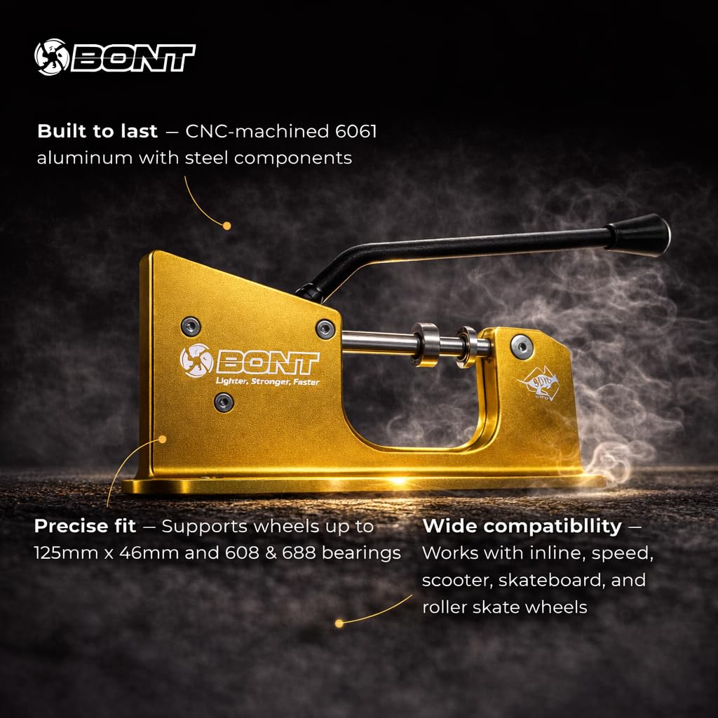 Bont Skates Gold V2 Inline-Lagerpresse und Abzieher – Aluminium-Werkzeug – passend für Räder bis zu 125 mm