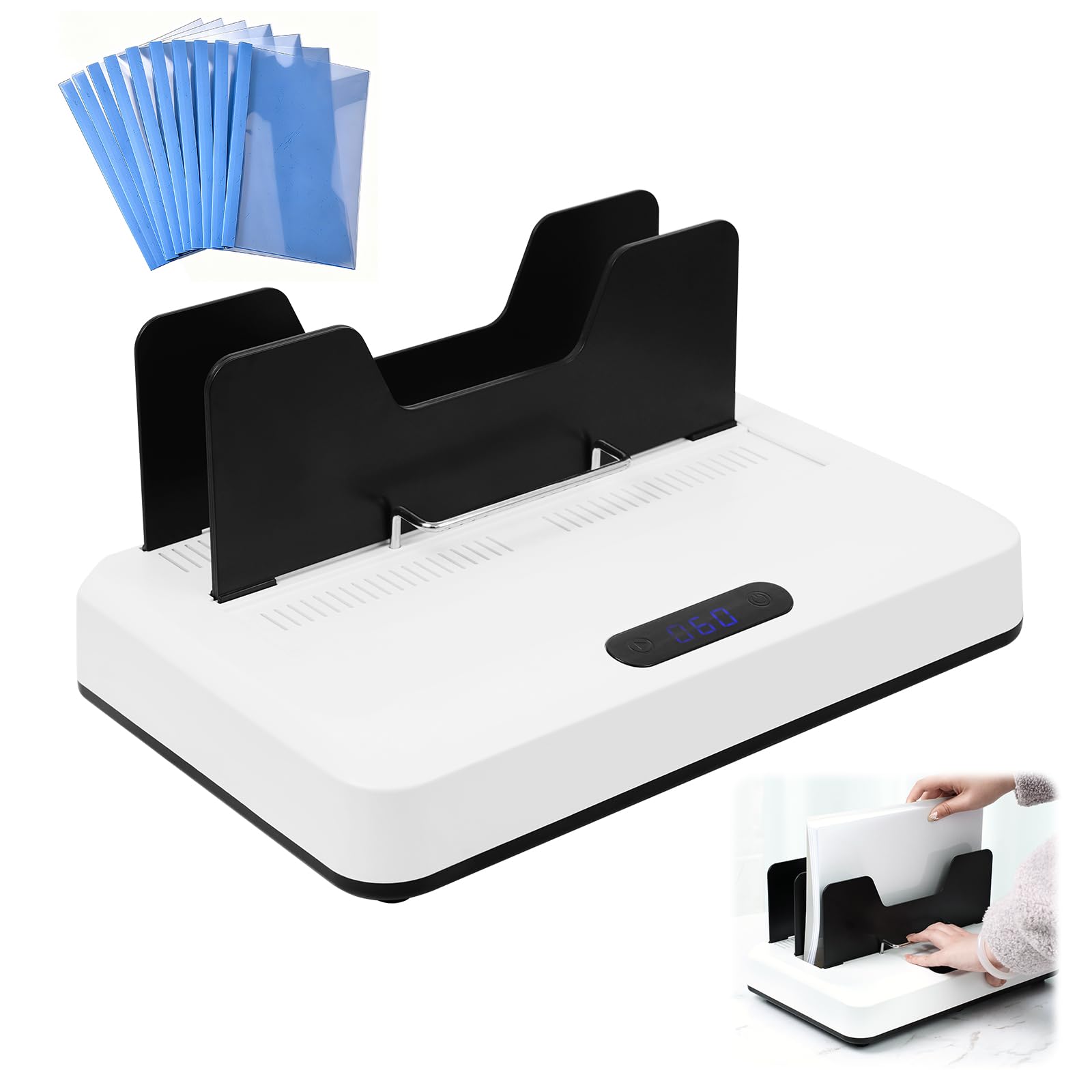 A4 Thermal Binding Machine, 700W Book Binder Machine, No Preheating with Cooling Slot, 10 Book Binding Covers Kits, 600 Pages Capacity, for Office Reports, Contracts, Project Files, Portfolios