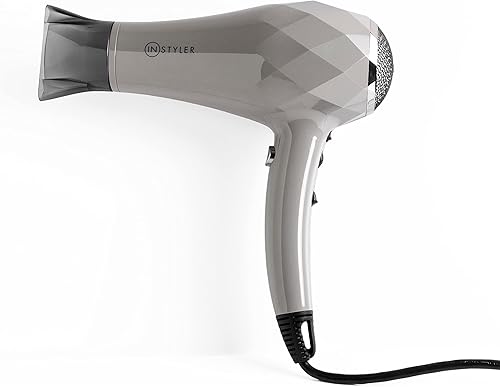 Instyler Turbo - Secador de pelo iónico ligero, gris, secador de pelo de cerámica de secado rápido para motor de CC suave y saludable, ventilador de