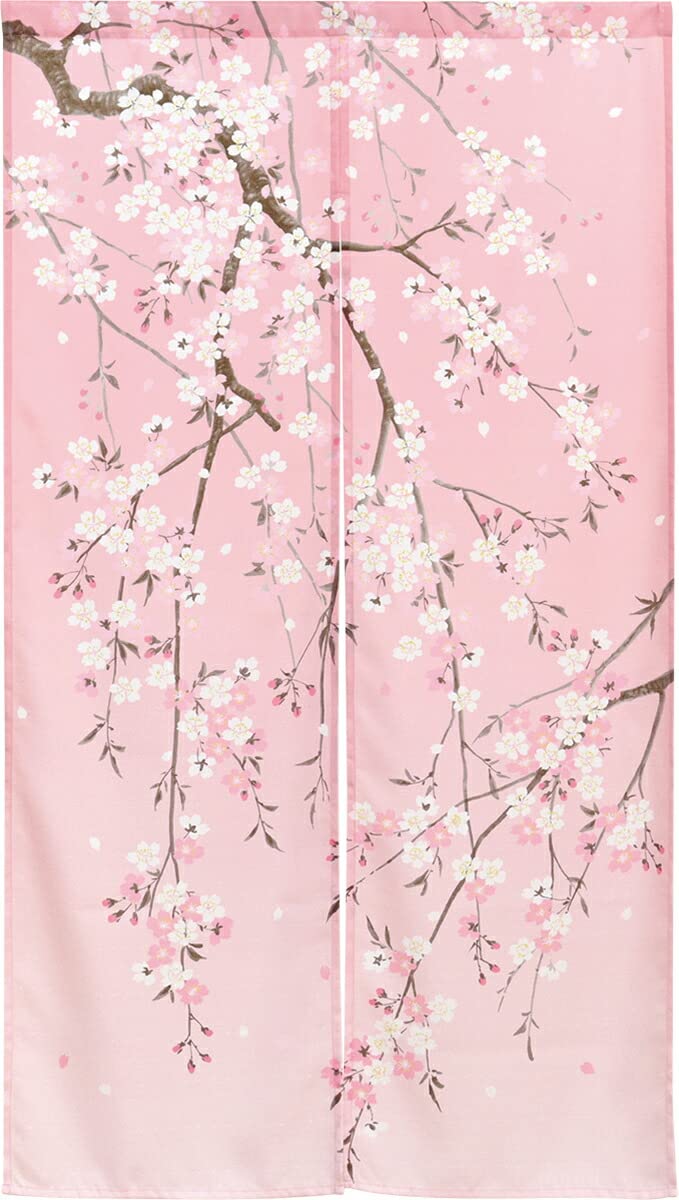 Noren Workshop 99835 Noren Japanese Style Modern Stylish Store Restaurant Main Seam N Weeping Cherry Blossom Width 33.5 x Length 59.1 inches (85 x 150 cm) : Home & Kitchen