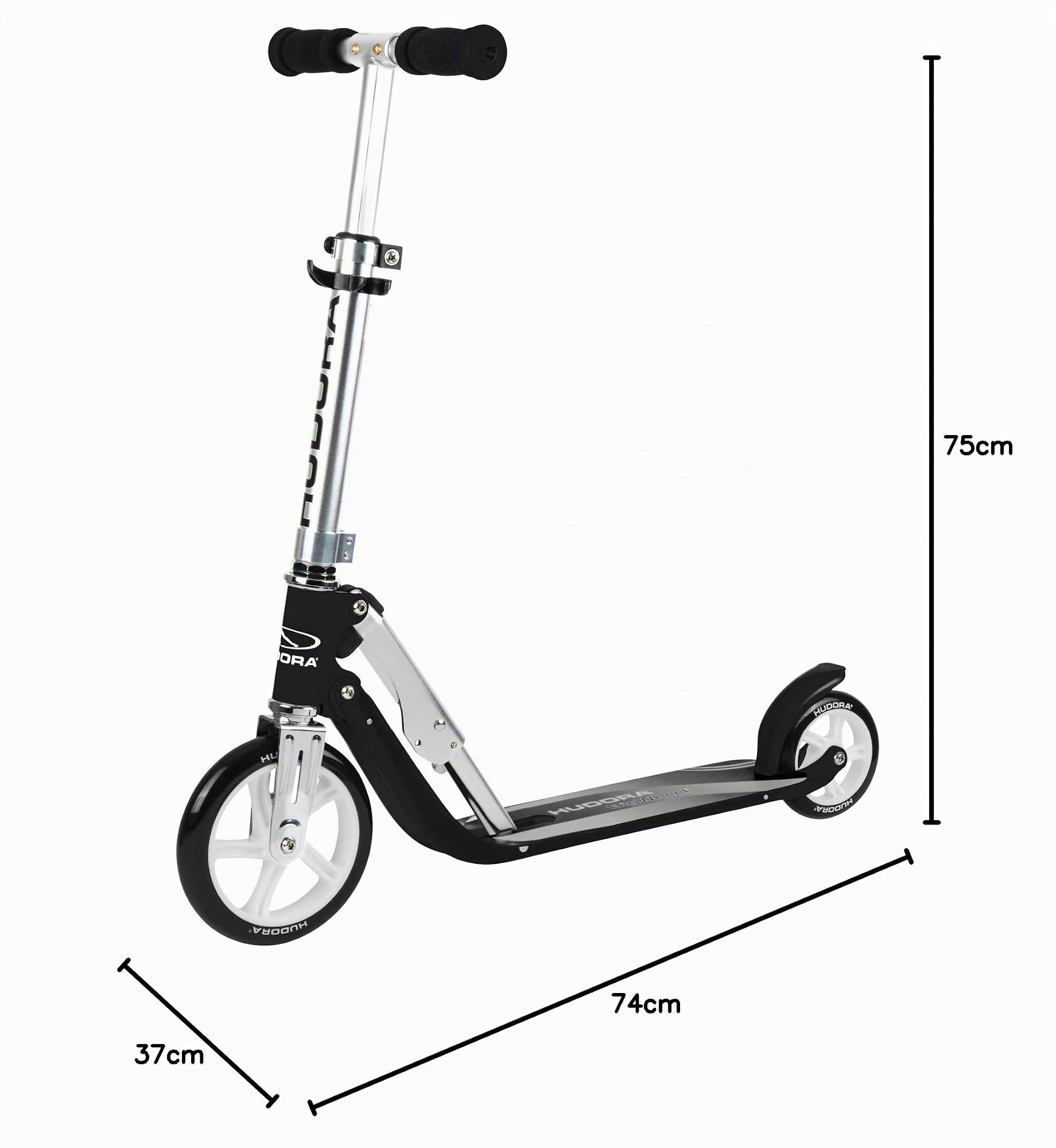 HUDORA Little BigWheel Scooter - Safe aluminium scooter for children from the age of 3 - Height-adjustable & foldable city scooter for up to 100kg - Stable scooter with large tyres