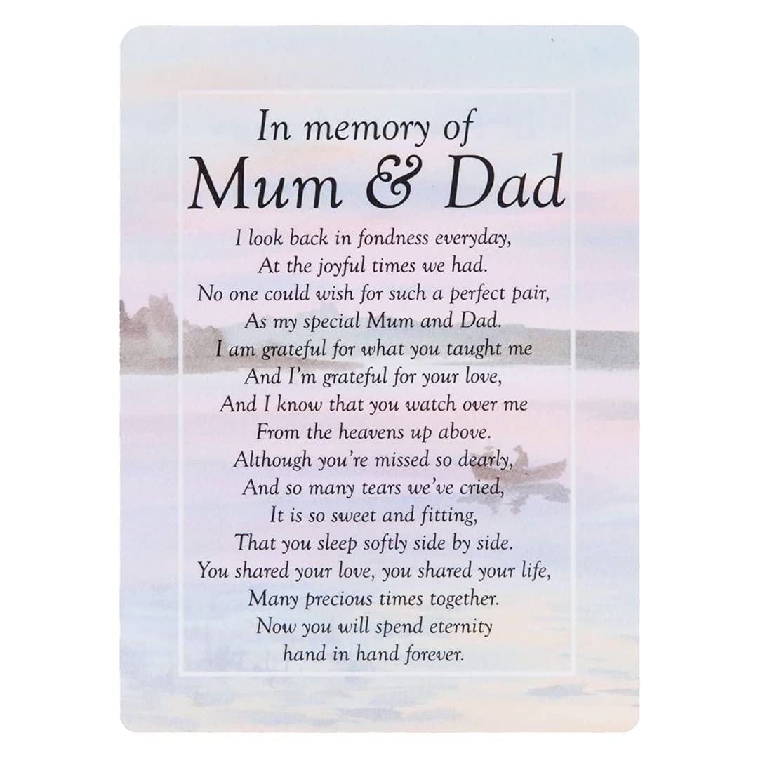 Angraves Multicolor Mum And Dad Sea Memorial Remembrance Verse Plastic Coated Grave Graveside Card
