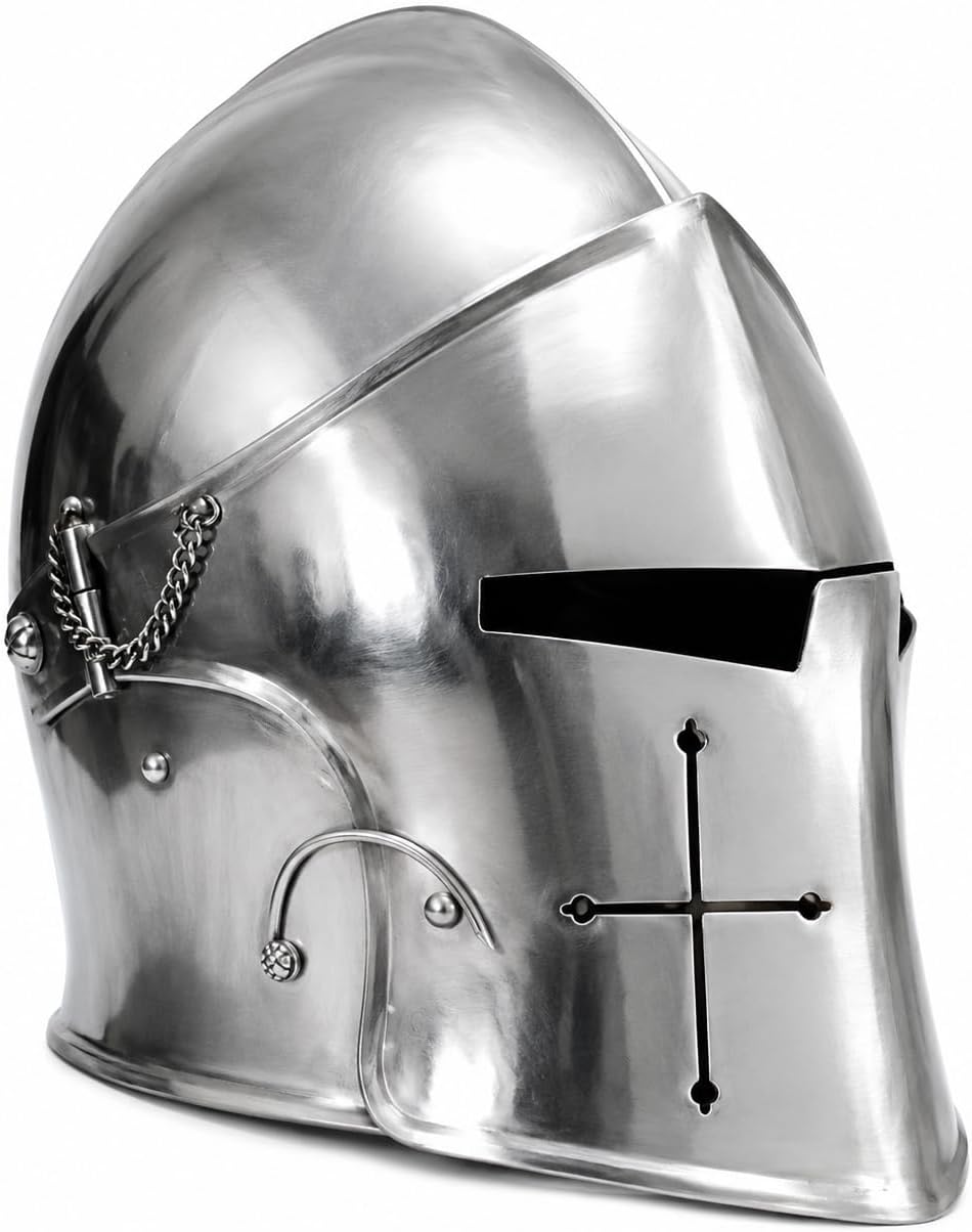 Templar Crusaders Halloween Costume Props Medieval Barbuta Visored Armour Helmet Rustic Vintage Home Decor Gifts