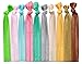 Syleia Hair Ties Pack of 100, Bright and Pastel Colors, Elastic Band, Ponytail Holders, Elastic Ribbon, Hair Band, Crease Free, Hand Knotted, Metal-free, Ouchless