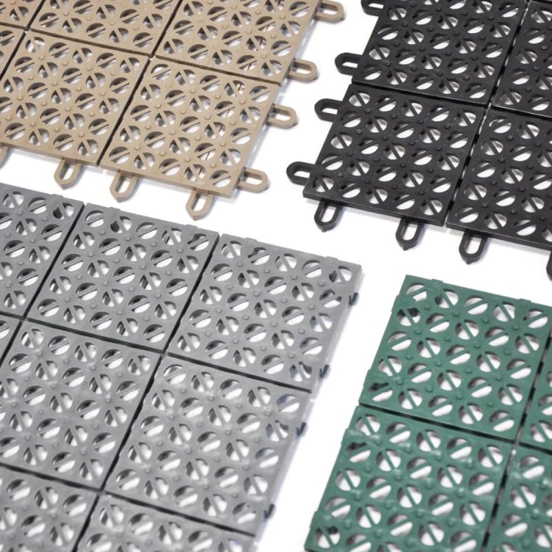 Ezooza MultiFlex – 22 Piastrelle Drenanti Flessibili per Esterni (2 m²), 30x30 cm, Plastica Riciclata, Colore: Marrone