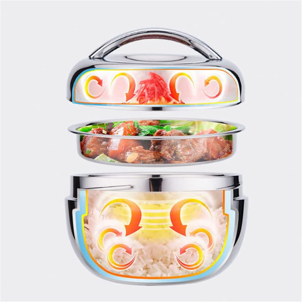 Acciaio Inossidabile Acciaio in Acciaio Inossidabile Doppio Strato Lunch Box Office Travel Lunch Box Bento Box Box Casella di Pranzo Forniture da Cucina(3-Pack)
