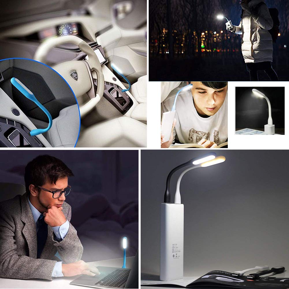 12 Pezzi Luce LED USB, Lampada LED USB Flessibile Regolabile Portatile Lettura Luci a LED per PC, Tastiera Computer Portatile, Testina di Ricarica, Alimentatore Mobile, Lettura, Emergenza