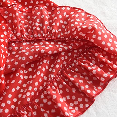 Daisy Print Dress for Toddler Girls Summer Ruffled Collar Fly Sleeve Back Zip Chiffon Casual Floral Sundress2