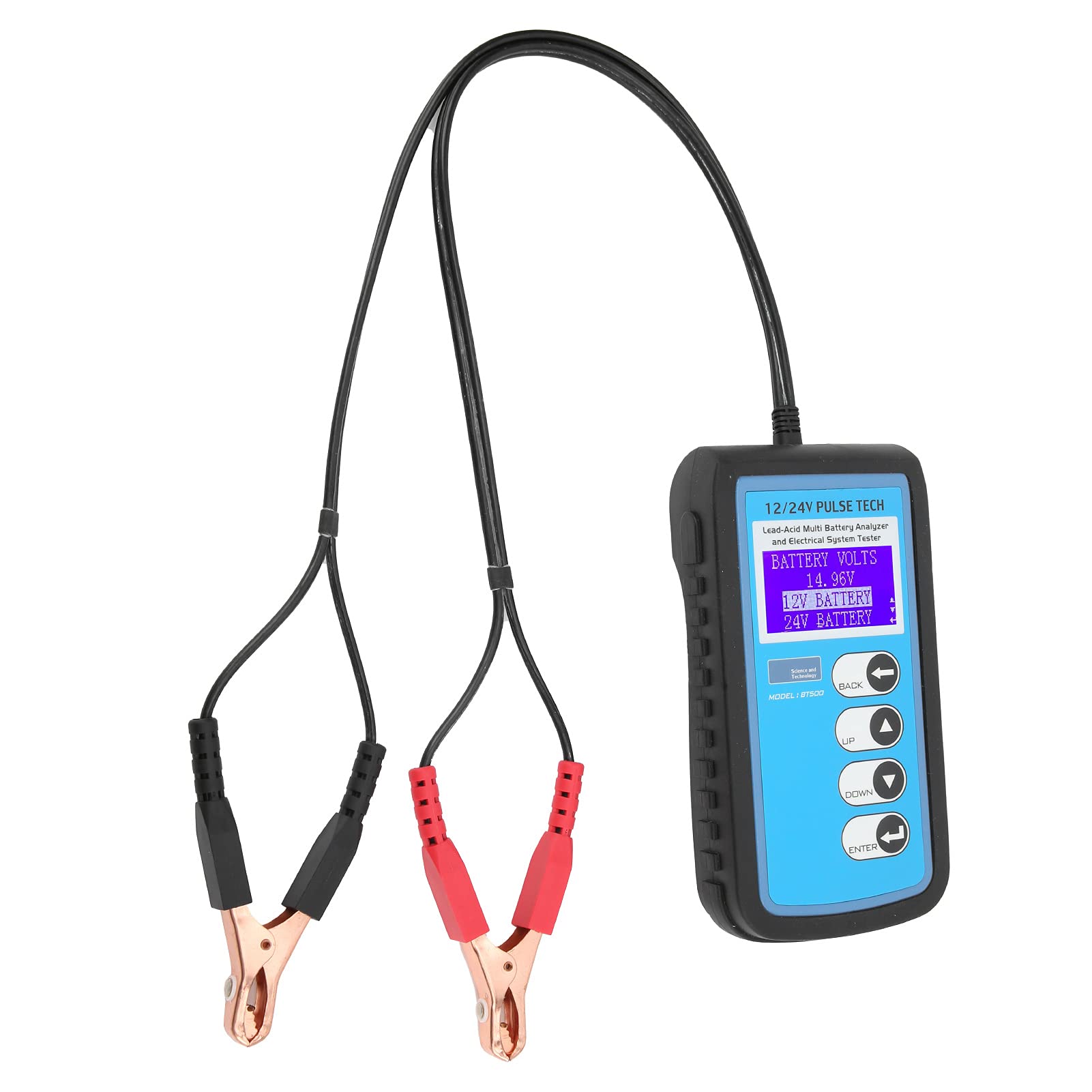 Comprobador de batería BT500, comprobador de batería de Coche de 12 V/24 V con Pantalla LCD LED retroiluminada, analizador de de Arranque y Carga para baterías estándar CCA DIN