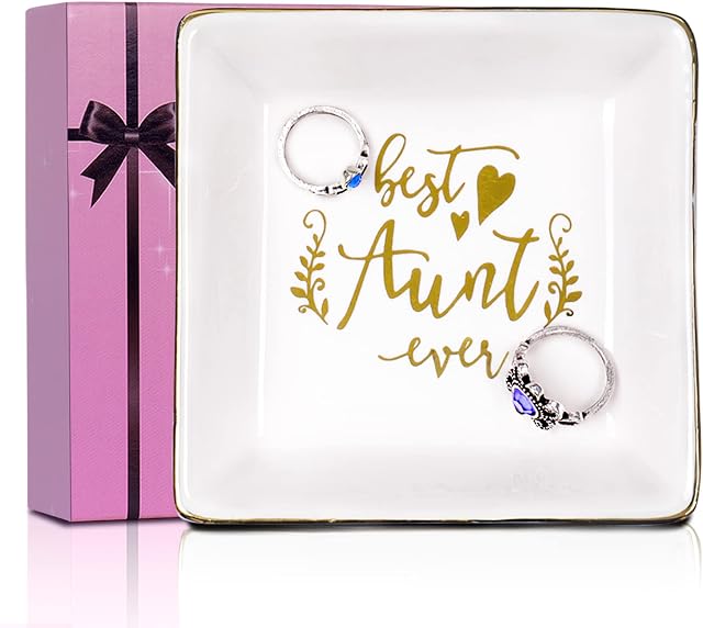 FORAGIFT Aunt Gifts Trinket Dish - Best Auntie Ever, Birthday Gifts for Auntie from Nephew or Niece