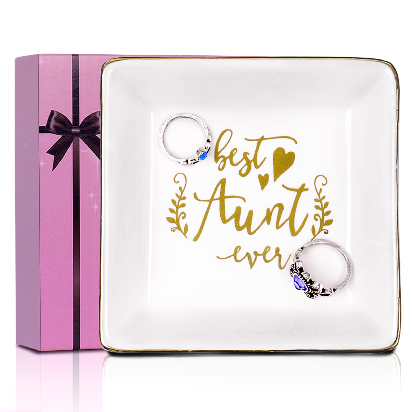 FORAGIFT Aunt Gifts Trinket Dish - Best Auntie Ever, Birthday Gifts for Auntie from Nephew or Niece