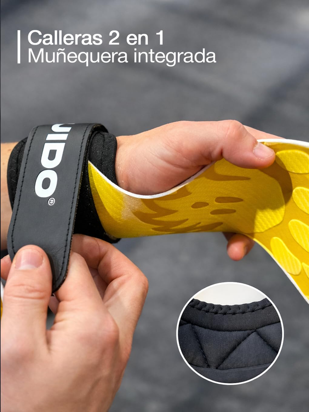 RUIDO Artemis Grips – Calleras para Crossfit sin Magnesio, Guantes Gimnasio Hombre y Mujer, Diseño Fibra de Carbono Muñequeras Gym, Calleras Crossfit para Dominadas, Mancuernas y Barra — view 5