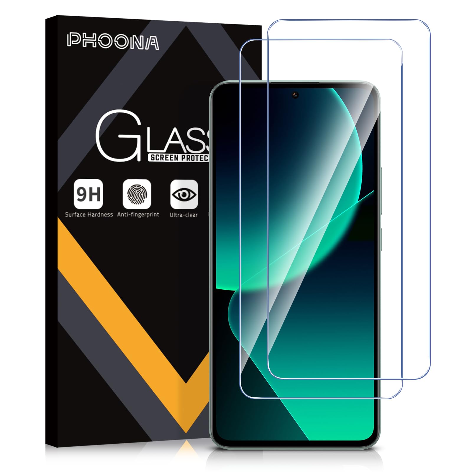 Phoona Folia ochronna na wyświetlacz Xiaomi 13T/ 13T Pro 5G, odporna na zarysowania, twardość 9H, bez pęcherzyków powietrza, przezroczysta folia ochronna na wyświetlacz do Xiaomi 13T 5G, 2 sztuki