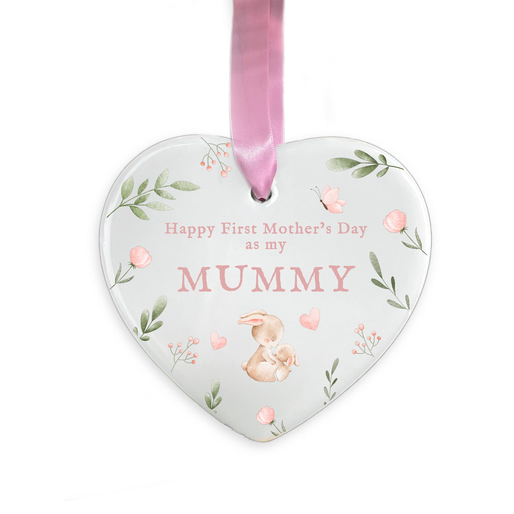 First Mother’s Day Ornament for Mummy, Ceramic Hanging Decoration, New Mum Gift from Baby, 1st Mother’s Day Keepsake, Mum Ornament (Heart)