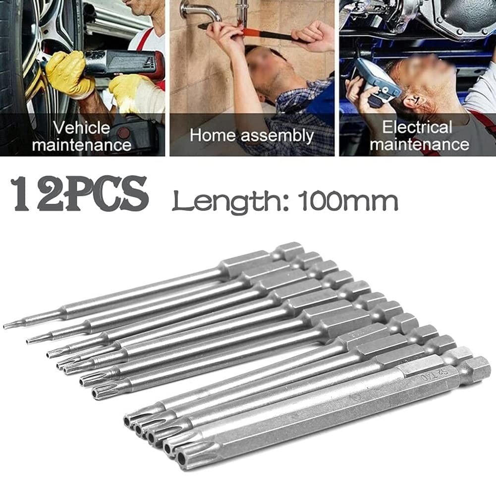 Set 12 Punte Torx Magnetiche T6-T40 - Cacciaviti A Bito Per Avvitatore Con Codolo Esagonale 1/4"