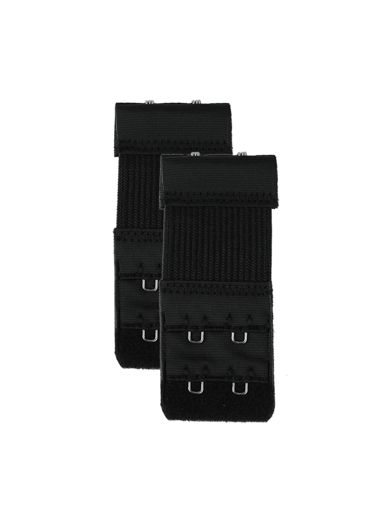 sourcing map Women 2Pcs Strechy Bra Extenders, 2x2/2x3/2x4 Hooks Elastic Back Bra Extension Strap Bra Band Black 2 Rows 2 Hooks