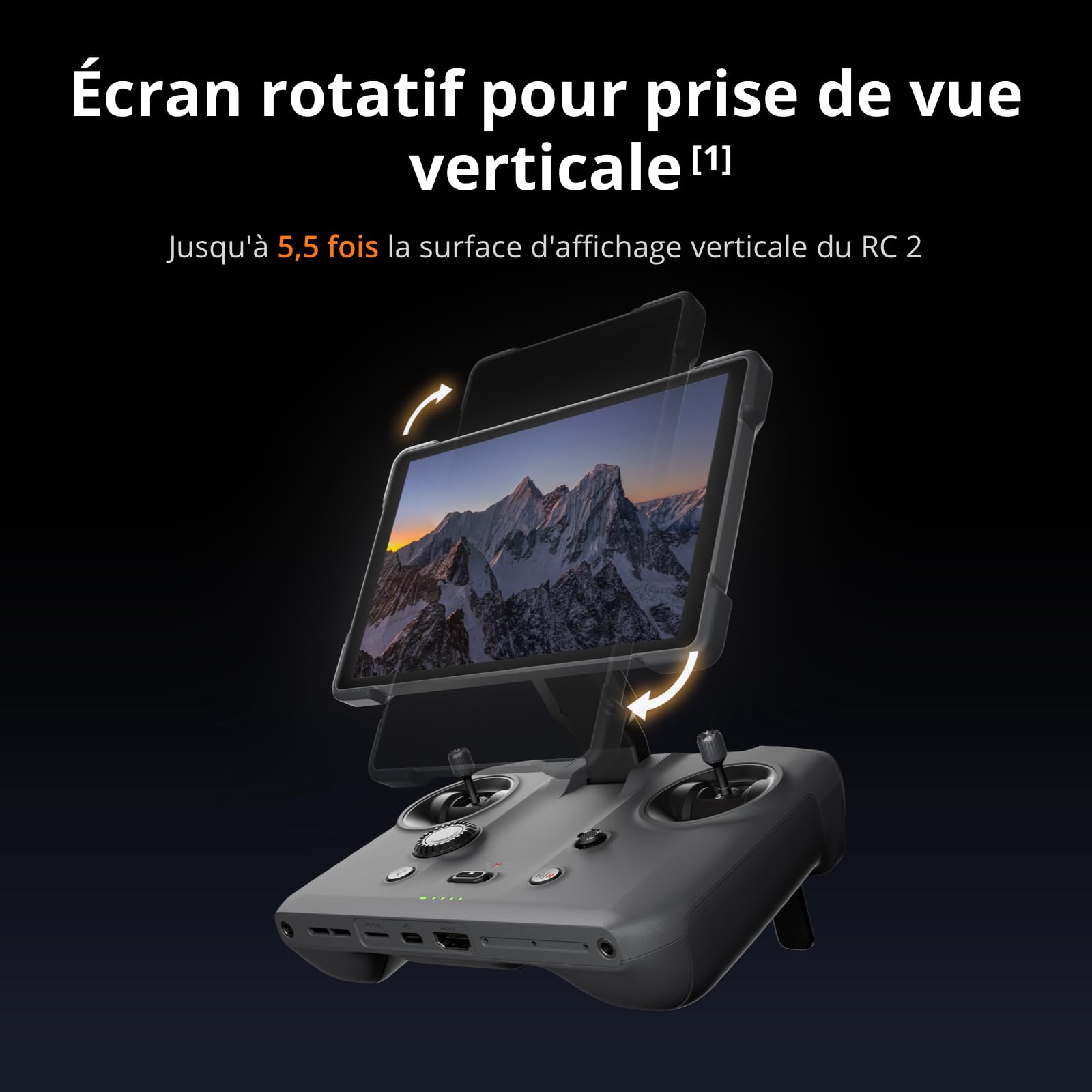 Radiocommande DJI RC Pro 2, écran Rotatif Haute luminosité de 7 Pouces pour Prises de Vue Verticales, manettes Pliables, Micro intégré, Compatible avec Mavic 4 Pro et Plus Encore