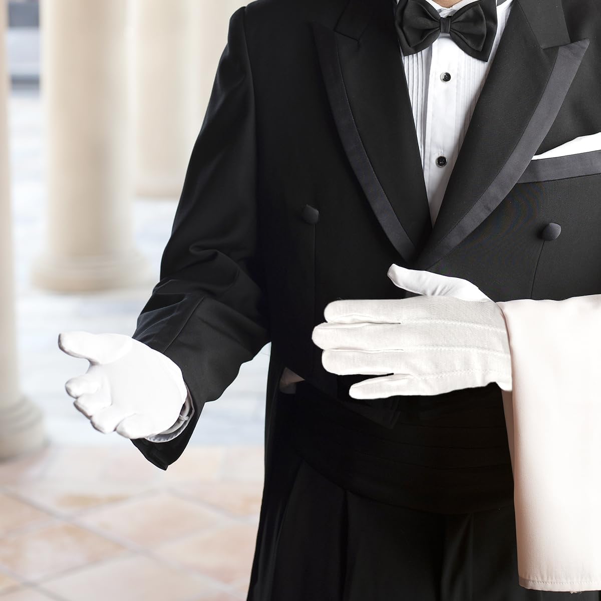 White Cotton Parade Gloves with Snap Cuff, Non-Slip Honor Guard Gloves for Men Women - Image 3