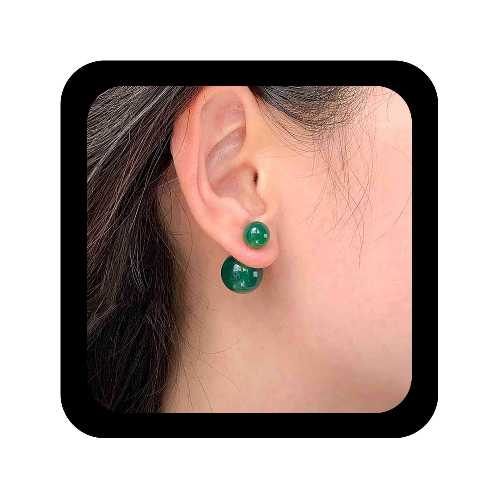 Orecchini Pendenti Boho In Giada Verde E Perline – Gioielli Artigianali Per Donne - 3