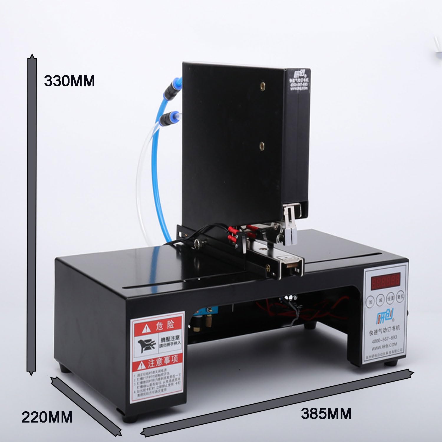Pneumatischer Hefter, Sattelbindemaschine mit Ergiebigkeitsmesser, 100 mm Tiefe, verstellbare Positionierung, automatischer Nagelvorschub für Druckhäuser, Büros