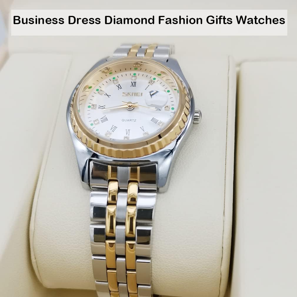 SKMEI Watches for Women Ladies Female Stainless Dress Luxury Business Classic Fashion Analog Quartz Waterproof Simple Day Date Wife Girls Gifts Gold Silver Wrist Watch - Image 5