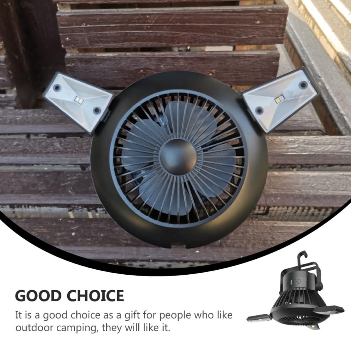 Kisangel Lámpara de Camping Solar Portátil Luz de Ventilador y Carga USB de 4000mah para Fiesta Verano, Adecuado para Montañismo y Pesca al Aire Libre