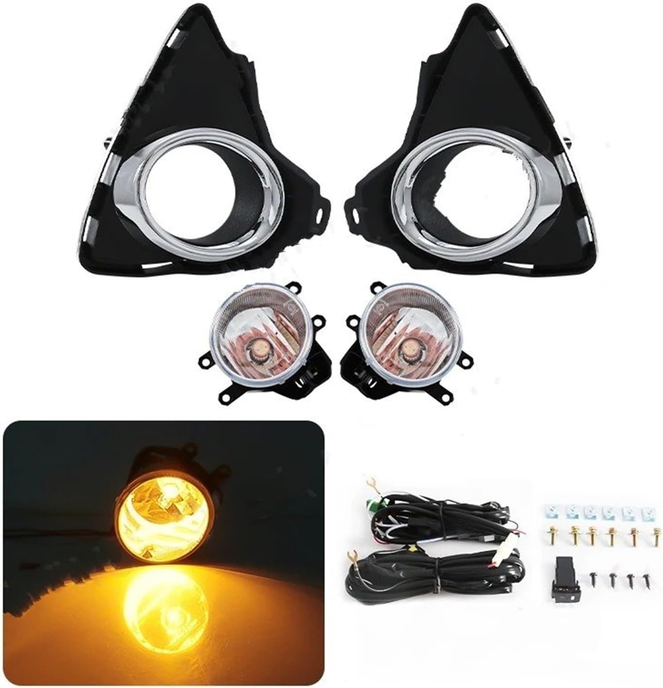 for Toyota for Auris 2014 2015 Headlight LED Front Driving Fog Lamp Kit Cover Grill Bezel Waterproof Car Accessories Fog Lights Work Light Spot Beam(Halogen)