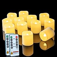 Vista 10 de Homemory Paquete de 24 Velas Sin Llama de Más de 400 Horas con Control Remoto, Velas Votivas LED con Temporizador de 2/4/6/8H, Luces de Té que