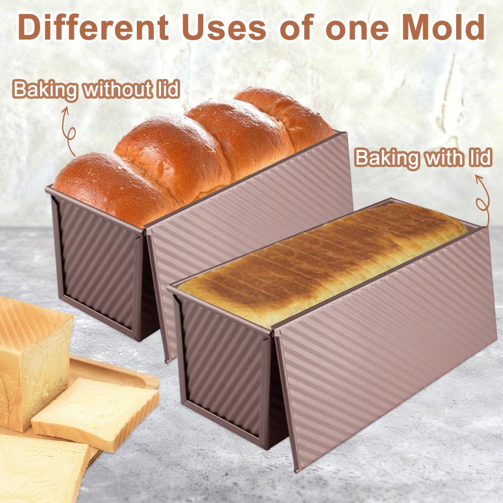 Moule à Pain De Mie Avec Couvercle Capacité de Pâte 1000g | Moule Pain De Mie Rectangulaire Antiadhésif,Moule a Brioche Acier au Carbone Pour La Cuisson Des Toasts Pain Gâteaux Sandwich