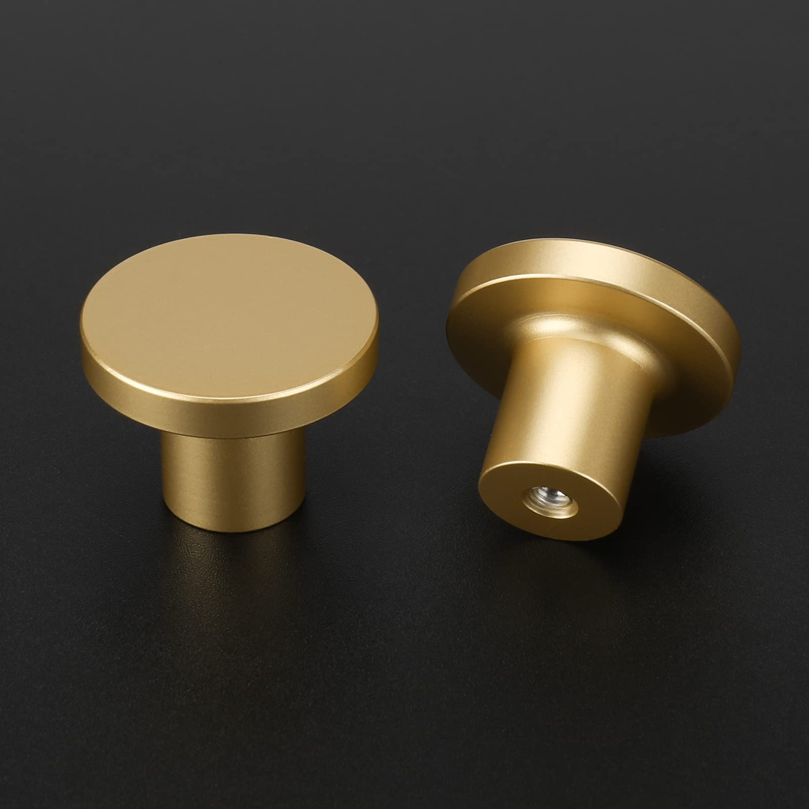 LONTAN 12 Pack Gold Drawer Knobs Gold Kitchen Knobs Round Cabinet Drawer Hardware Brass Cupboard Door Hardware Aluminum Alloy for Wardrobes Furniture - Image 4