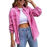 oneyoo giacca di jeans femminile jean cappotto outwear manica lunga giacca di jeans da donna con bottoni inverno autunno giacca vintage, colore: rosa., xl