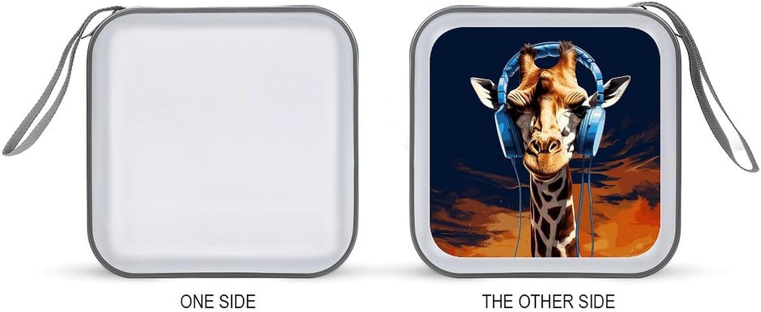 Giraffe Wearing Headphones CD Case CD Storage Box DVD Sleeves