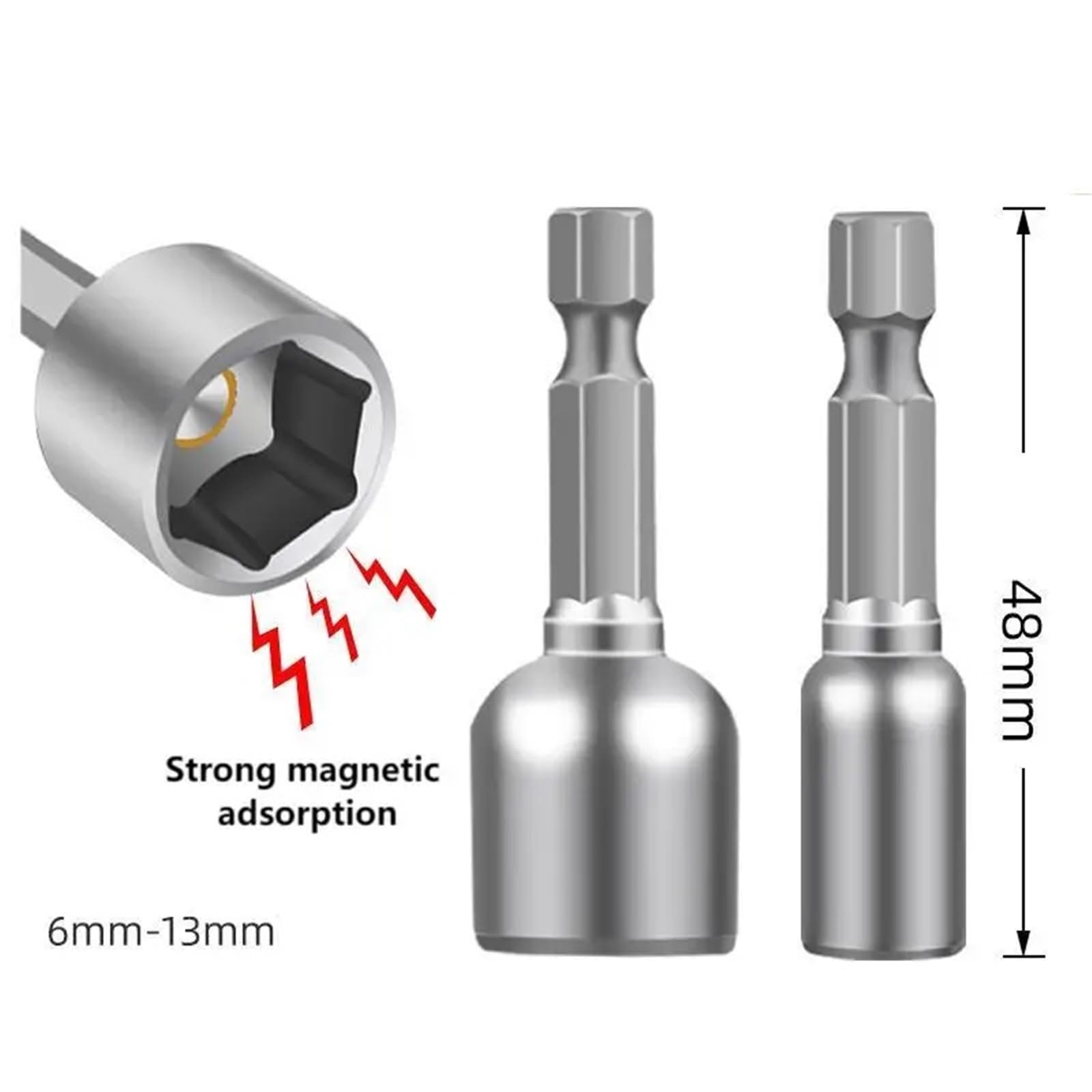 Klucze dynamometryczne Zestaw nasadek udarowych 6–13 mm Nakrętka magnetyczna Wiertło 48 Adapter sześciokątny 1/4” śrub Narzędzia ręczne(6-8-10-13)