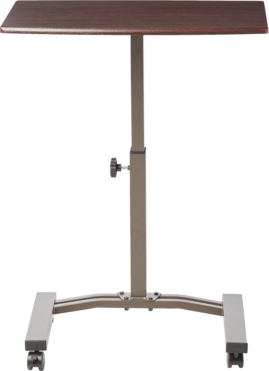 Seville Classics Height Adjustable Sitting Mobile Laptop Desk Cart Ergonomic Table, Flat (23.6"), Walnut: Home & Kitchen