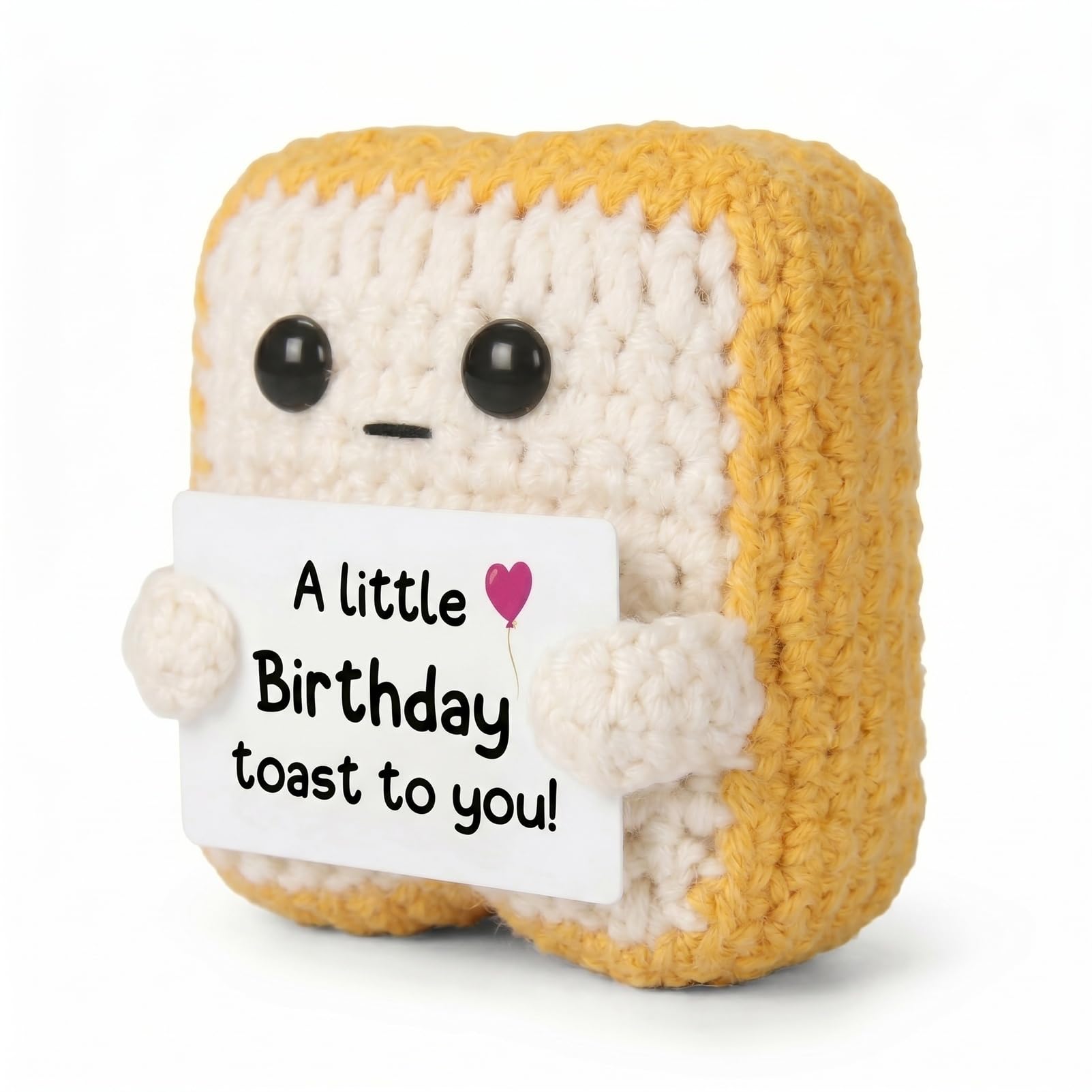 OHiZVZV Crochet Toast Plush, Handmade Happy Birthday Gift, Adorable Collectible Decoration for Women, Mom, Best Friend, and Sister, Sentimental Gift Idea for Adults (Birthday)